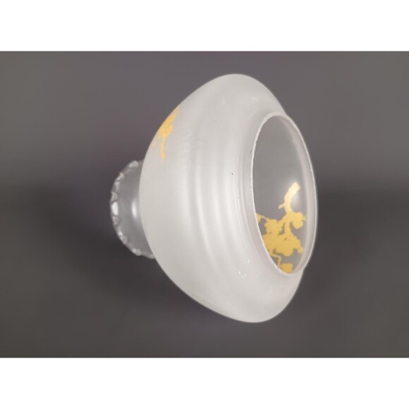 Frosted Glass Lamp Shade 7 In Base Fitter 8 In Height Painted Floral Pattern - Picture 10 of 10